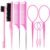 8Pcs Hair Brushes Set with 4Pcs Topsy Hair Tail Tools 1Pcs Bristle Teasing Hair Brush 1Pcs Edge Control Brush 2Pcs Metal Pin Rat Tail Combs for Woman Girl Hair Styling,Edge&Back…