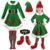 AOTHSO Girls Christmas Elf Dress Costume Set Elf Cosplay Outfit Velvet Dress Elf Hat Ear Belt Knee Socks for Christmas Party