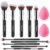 BEAKEY Makeup Brushes Set, Professional Foundation Eyeshadow Concealer Blush Powder Bronzer Applicator, 2 Blender Sponge wit Beauty Paper Case, Gifts for Women Christmas…