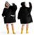 Bedsure Wearable Blanket Hoodie for Adult & Kids – Sherpa Blanket Hoodie as Gifts for Mom Women, Cozy Sweatshirt Blanket, Black, Standard