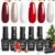 Beetles Red Gel Nail Polish, 6Pcs Candy Cane Christmas Gel Polish Glitter Burgundy Red Sparkle Gel Nail Kit Winter Snow White Silver Holiday Nail Gel, Soak off Uv Nail Art…